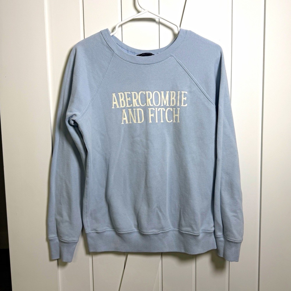 Abercrombie & Fitch Women's light Blue Crewneck Sweatshirt Medium preppy retro